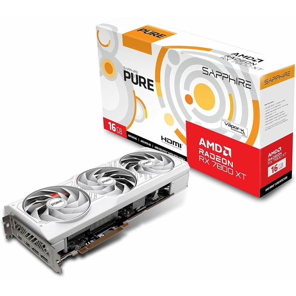Видео карта AMD Radeon RX 7800 XT, 16GB, Sapphire Pure, PCI-E 4.0, GDDR6, 256-bit, DisplayPort, HDMI | JAR Computers Sapphire PURE AMD Radeon RX 7800 XT 16GB