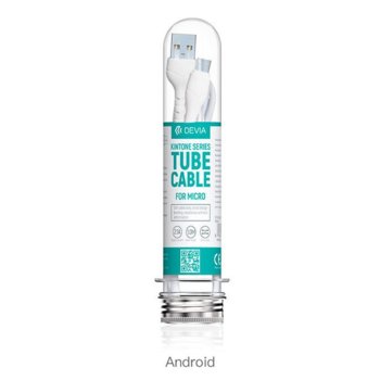 Кабел Devia Kintone Tube microUSB 2.1A 1m Бял