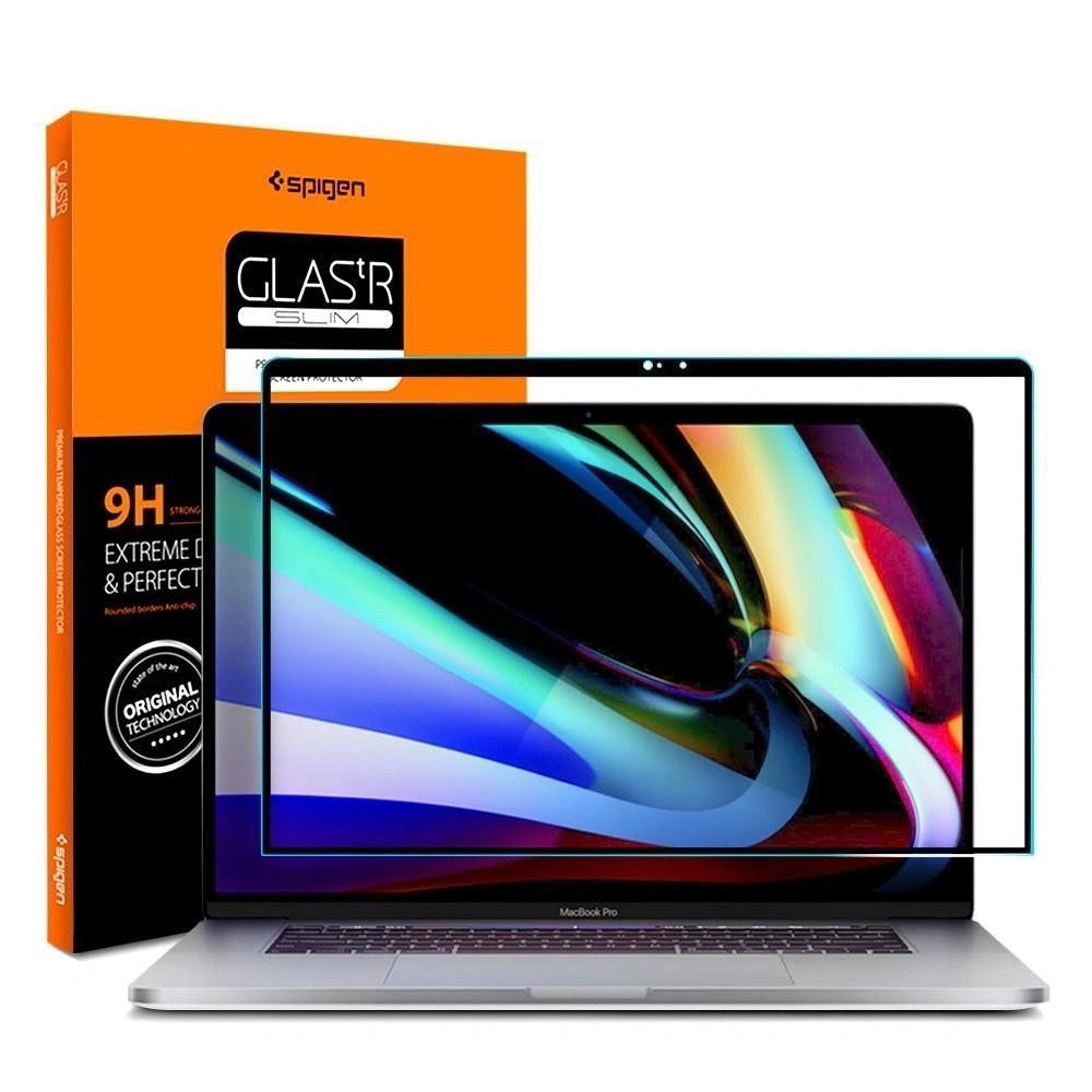 Spigen Tempered Glass GLAS.tR - висококачествено стъклено защитно покритие за целия дисплей на MacBook Pro 16 (2019) (черен-прозрачно)