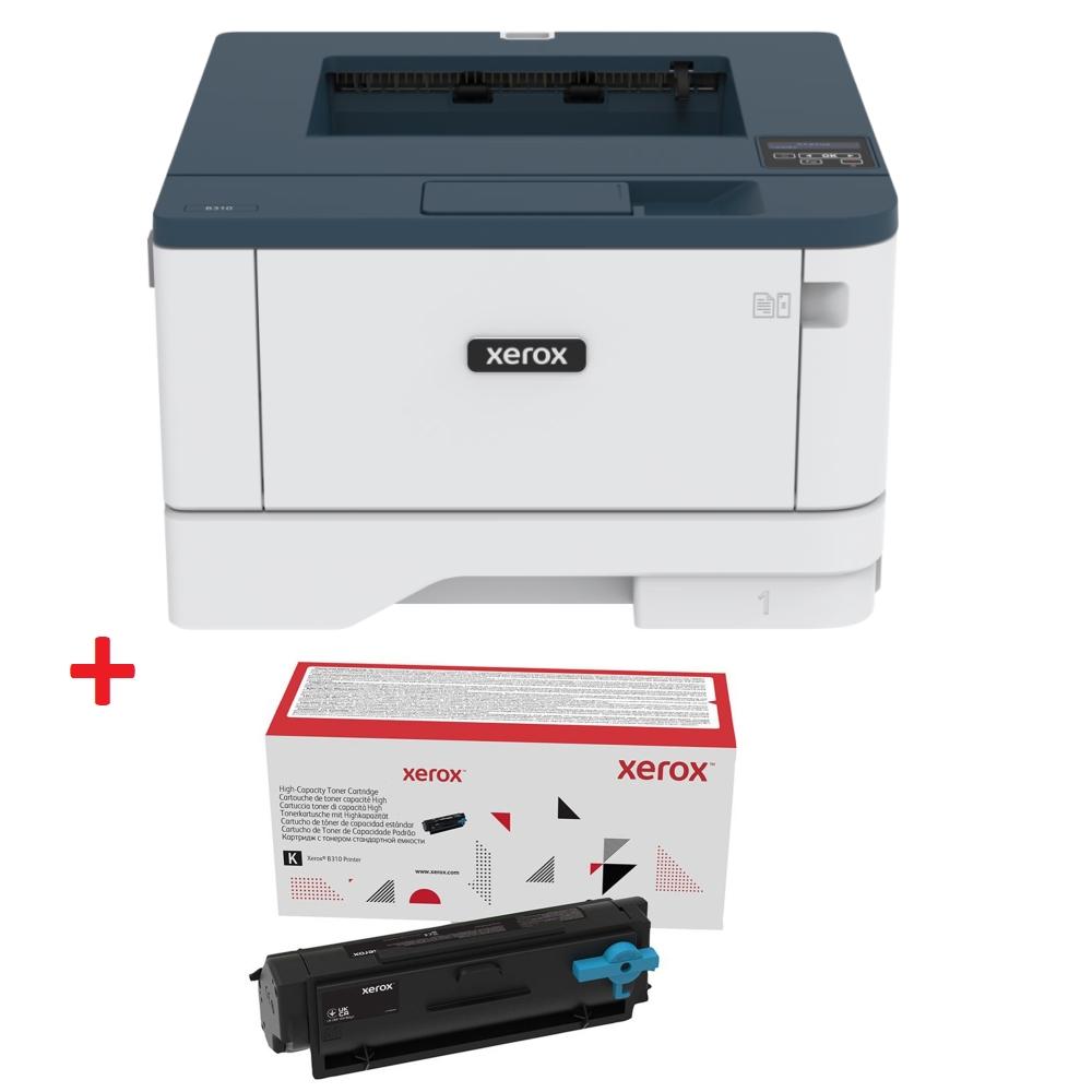 Xerox B310DNI A4 mono printer 40ppm. Duplex, network, wifi, USB, 250 sheet paper tray + Xerox Black high capacity toner cartridge 8000 pages B310/B305/B315